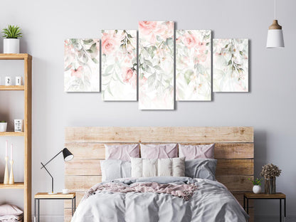 Leinwandbild - Waterfall of Roses (5 Parts) Wide - First Variant Artgeist