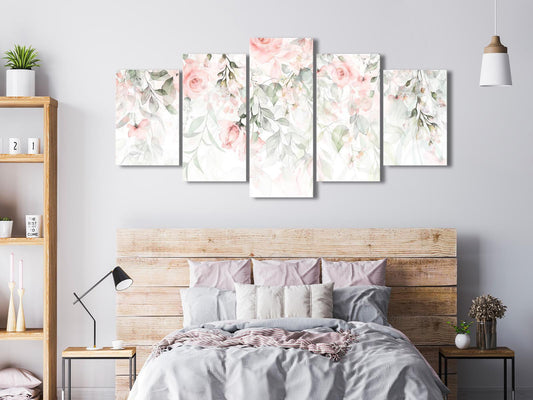 Leinwandbild - Waterfall of Roses (5 Parts) Wide - First Variant Artgeist