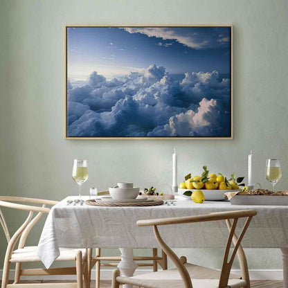 Leinwandbild - Aerial Landscapes: Rays Lighting Up Fluffy Cloud Formations Artgeist