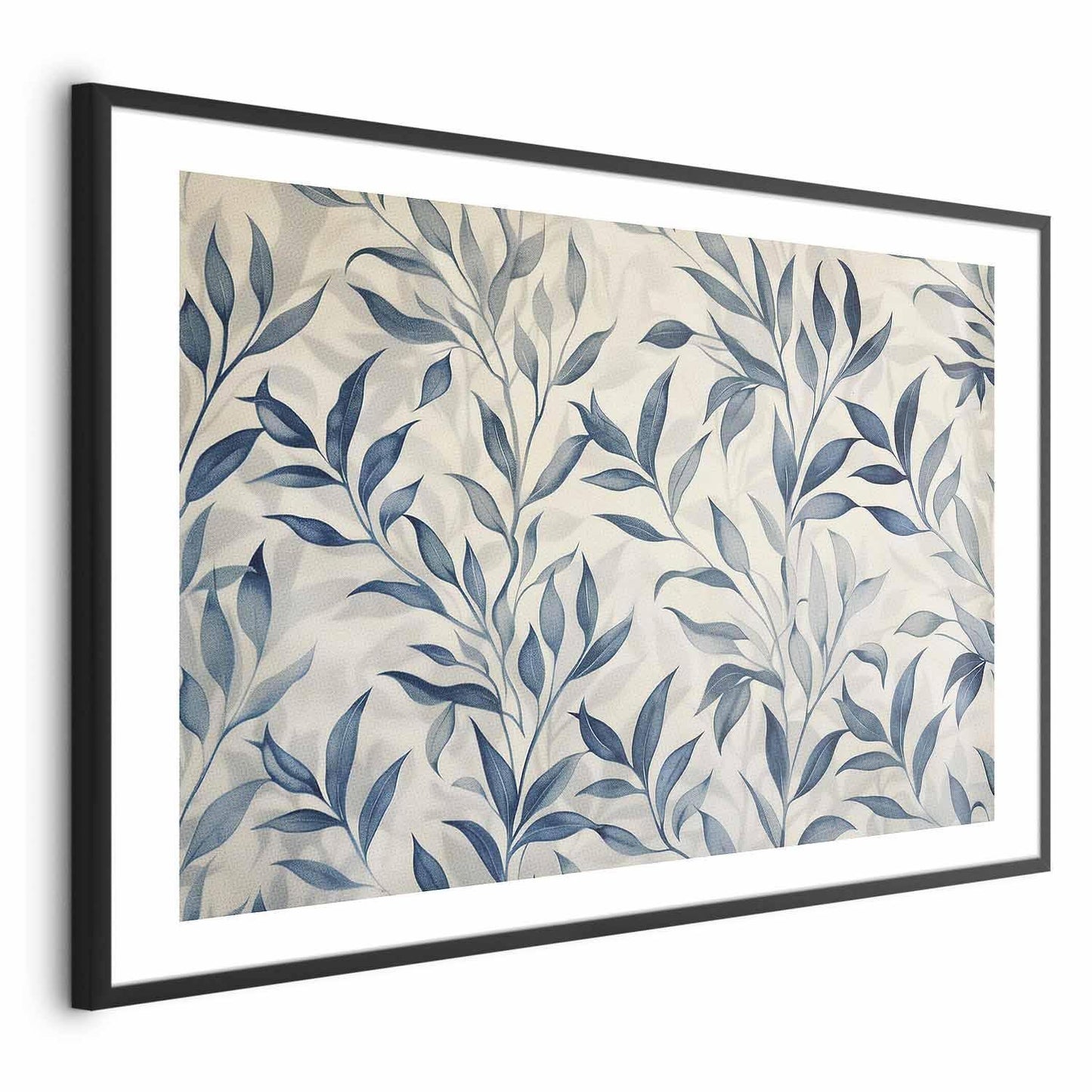 Poster - Delicate Botanical Motif with Blue Leaves