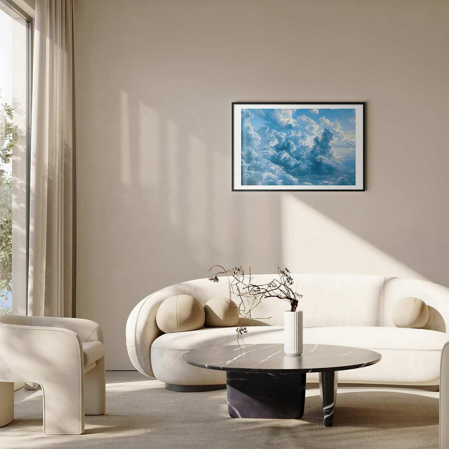 Poster - Ocean in the Air: Waving Clouds Reflecting Morning Light Artgeist