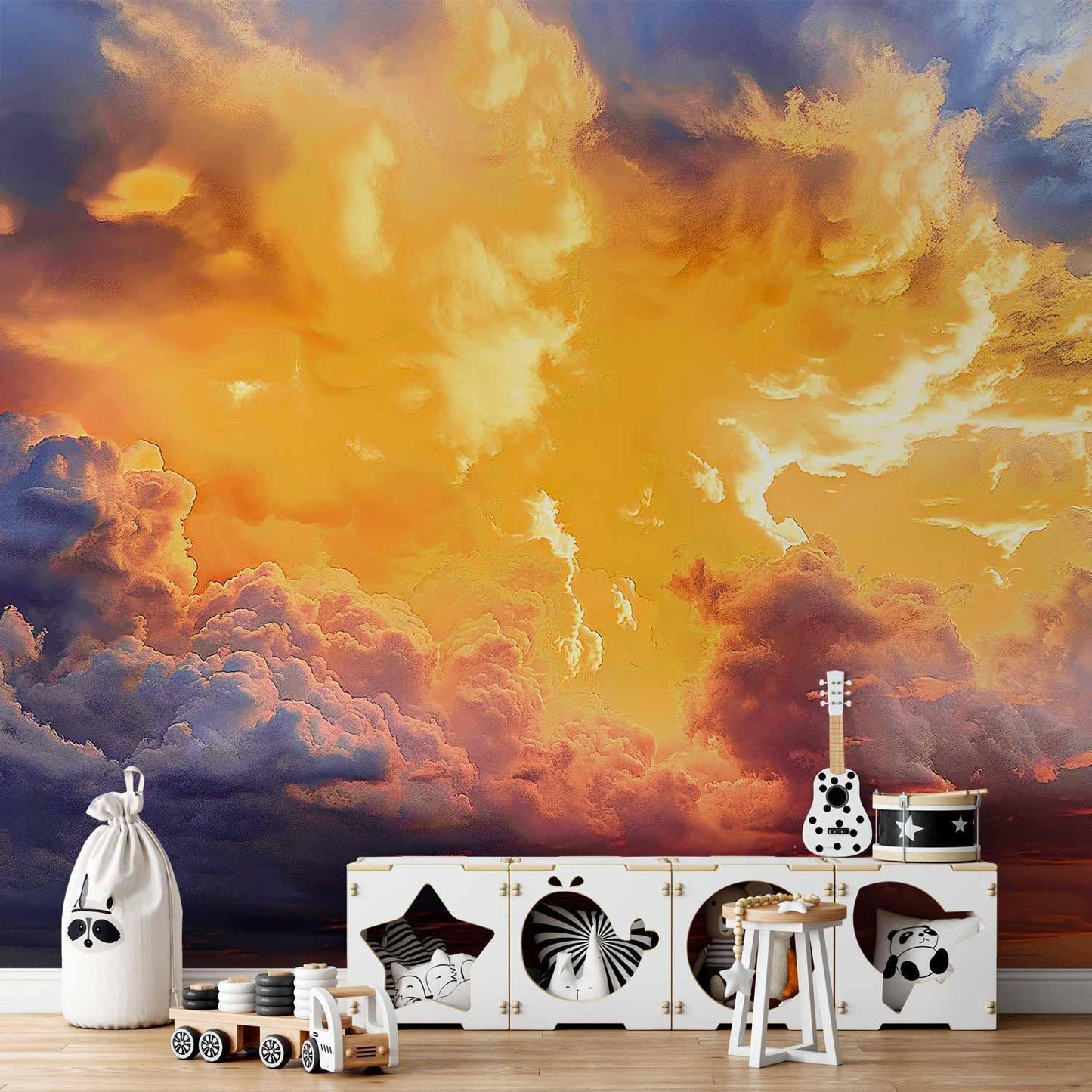 Fototapete - Beautiful Sunset - Clouds in Warm Shades