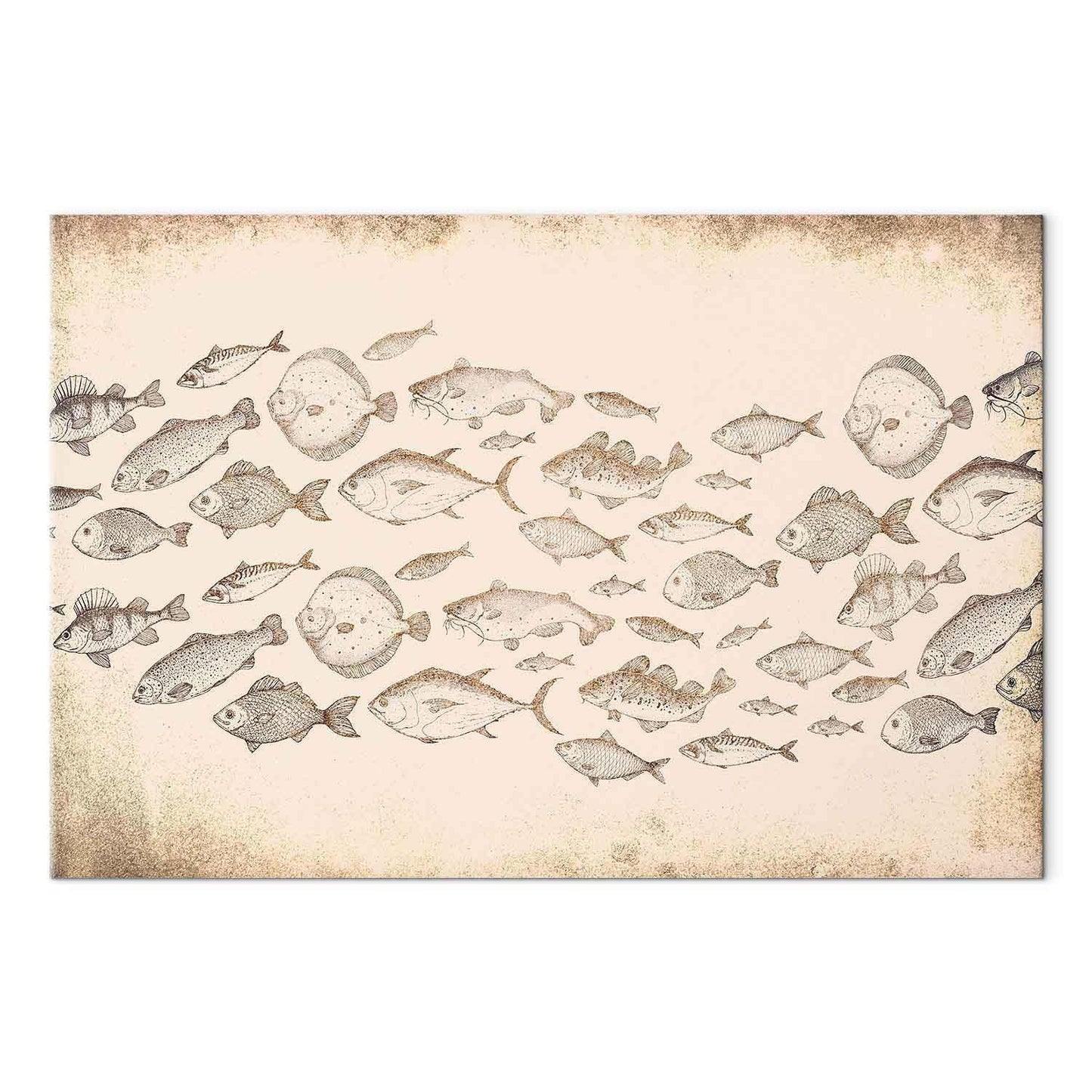 Leinwandbild Fische Japandi-Stil – Minimalistische Wandkunst