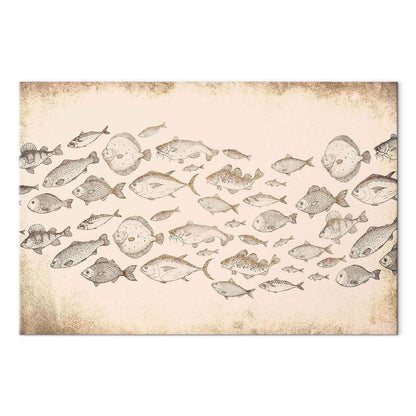 Leinwandbild Fische Japandi-Stil – Minimalistische Wandkunst