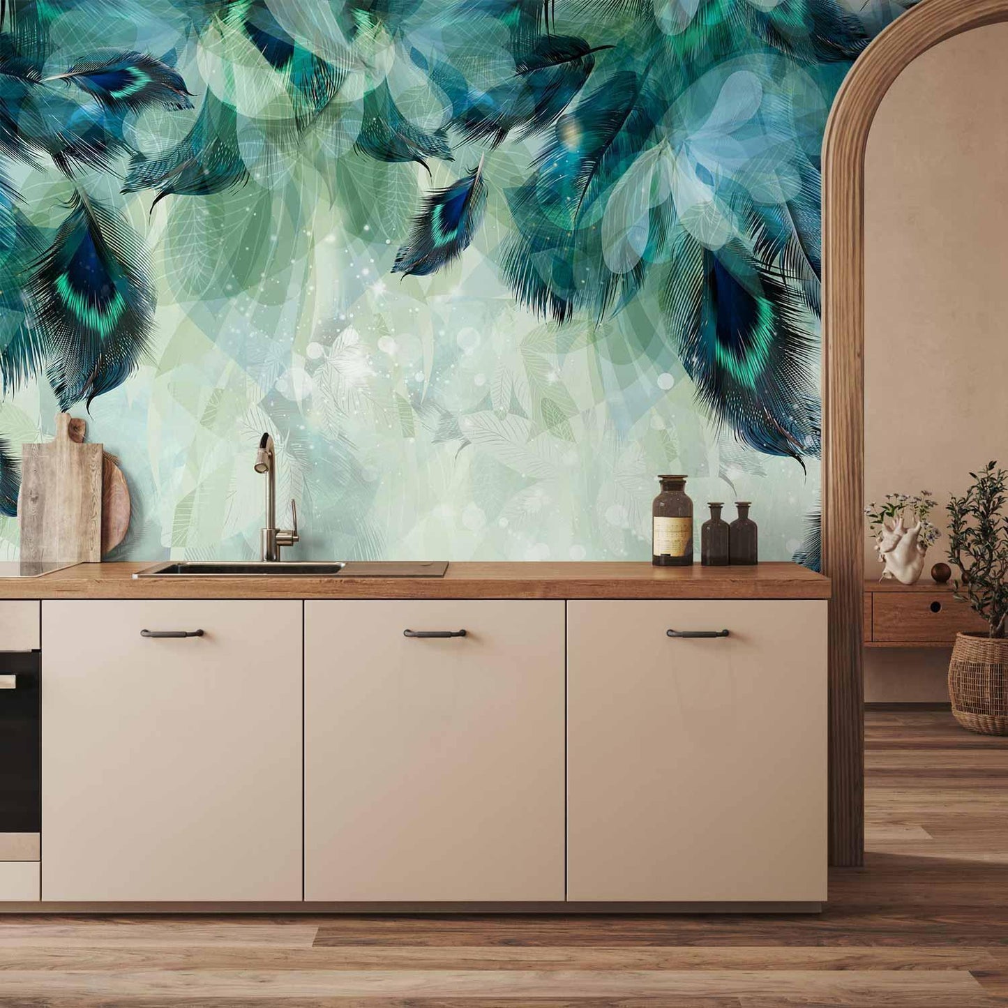 Fototapete - Emerald Feathers