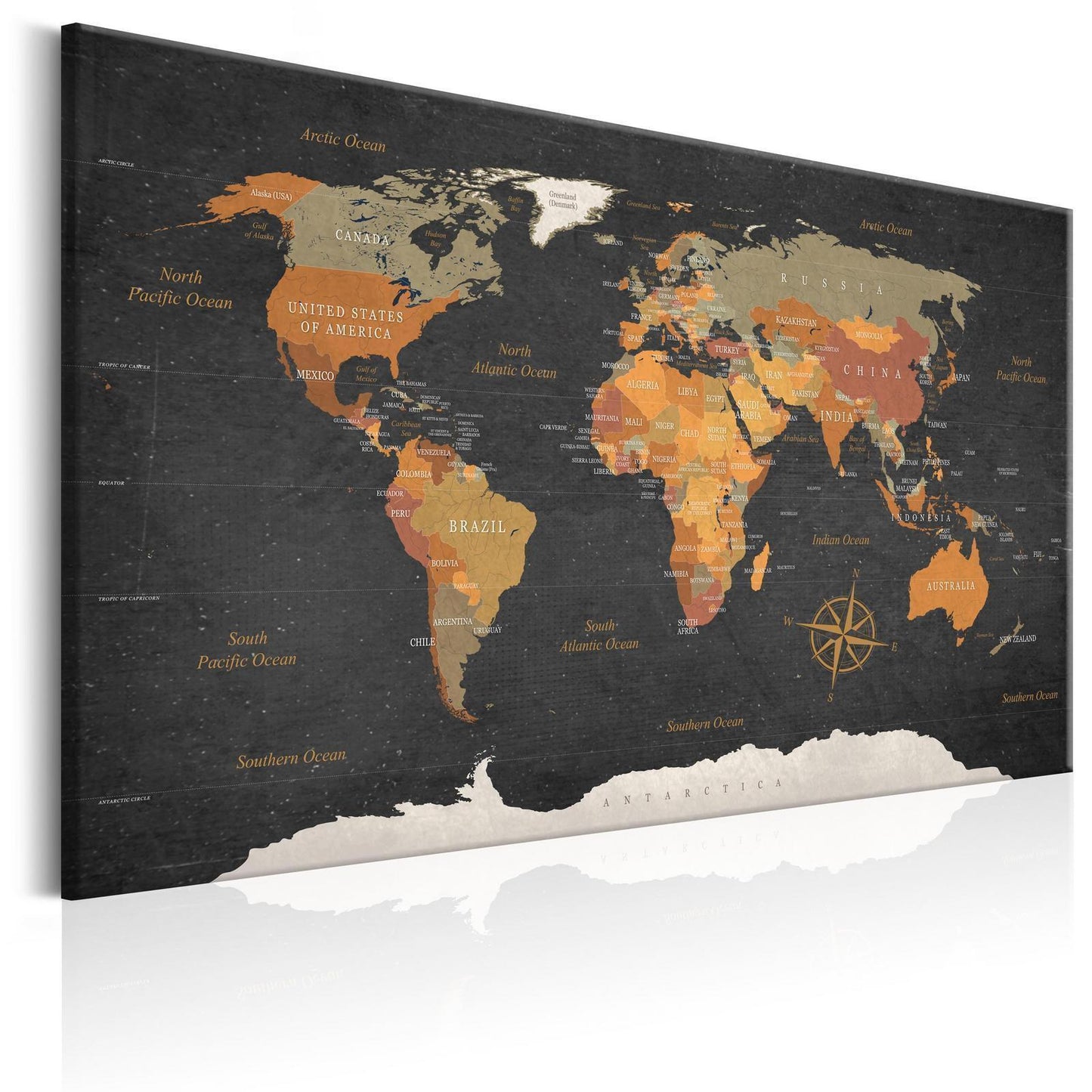 Leinwandbild - World Map: Secrets of the Earth Artgeist