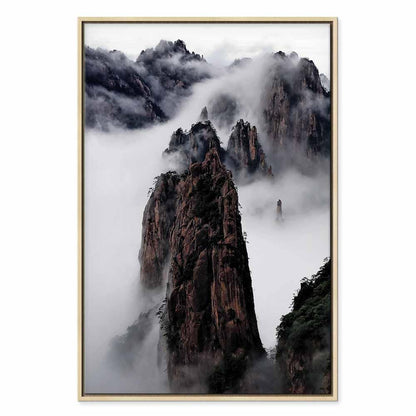 Leinwandbild - High Mountains in Mist (1-part) - Landscape of Clouds Amid Rocks