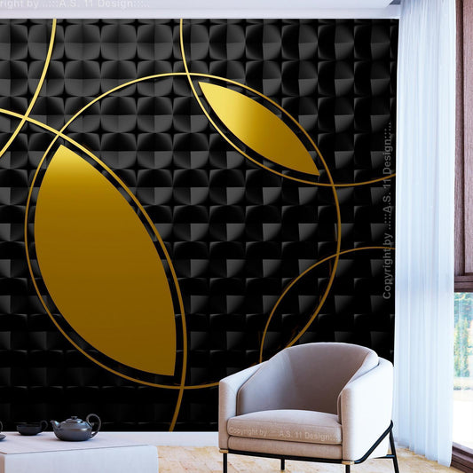 Fototapete „Vergoldete Zonen“ – Eleganz in Gold und Schwarz sawelt.eu