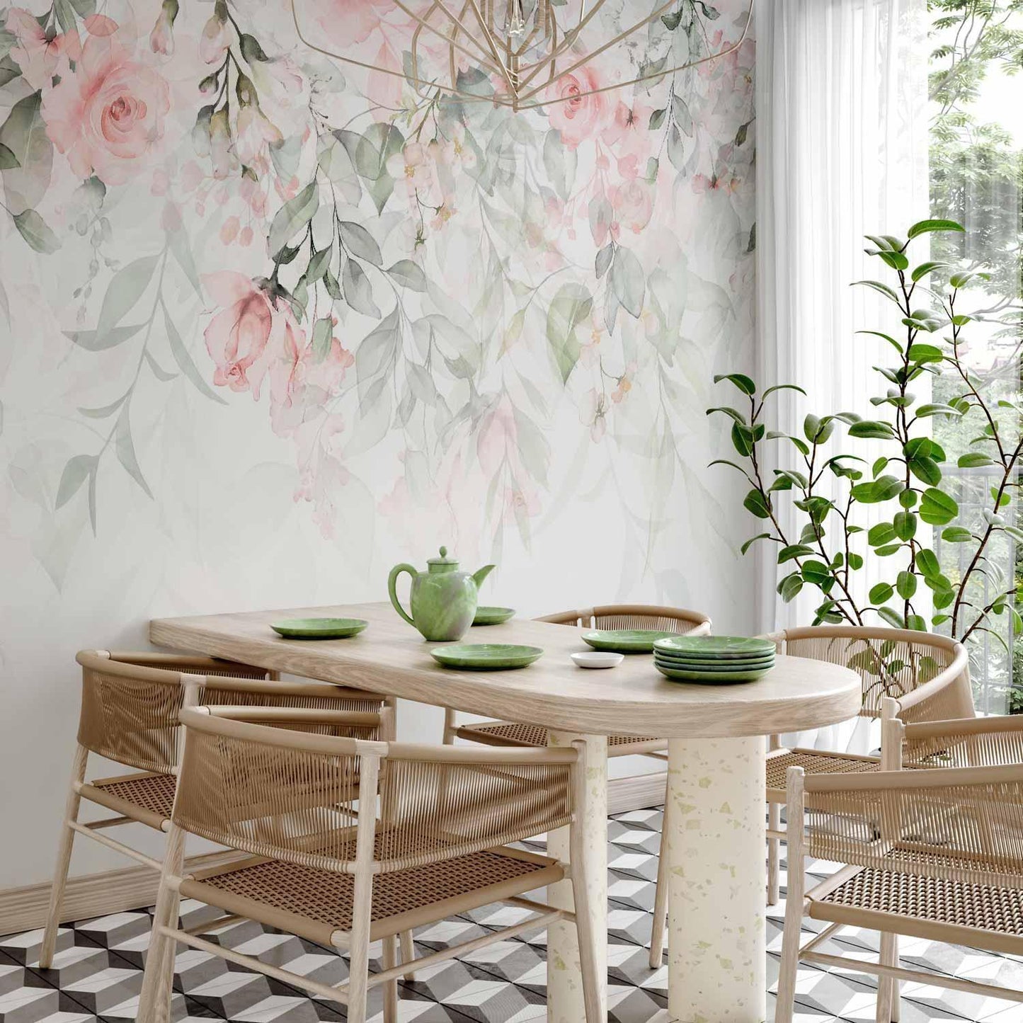 Fototapete - Waterfall of Roses - First Variant