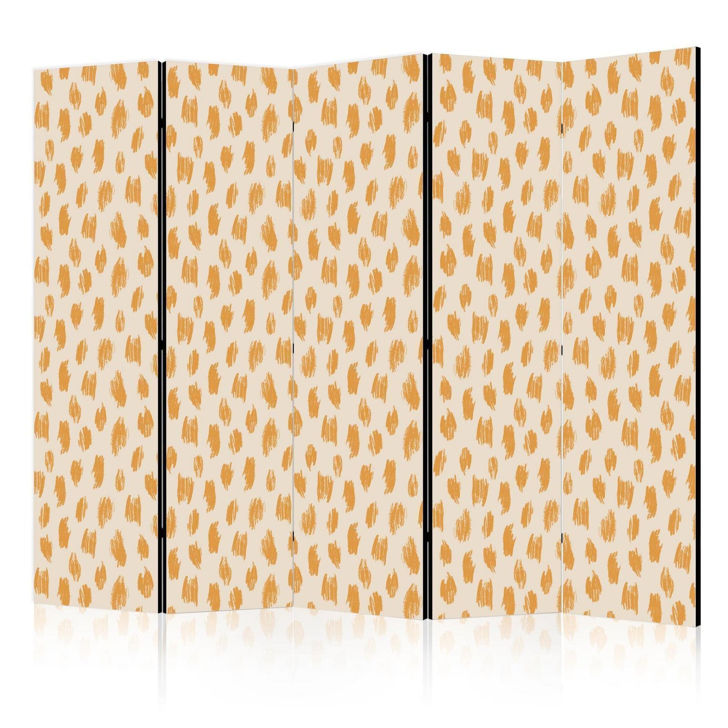 Paravent - Drawn Pattern in Spots and Dots - in Shades of Orange and Ecru Artgeist
