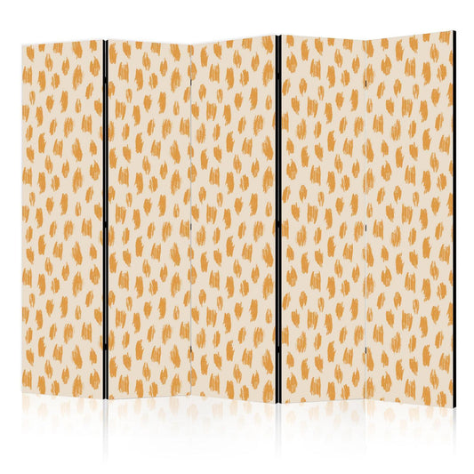 Paravent - Drawn Pattern in Spots and Dots - in Shades of Orange and Ecru Artgeist