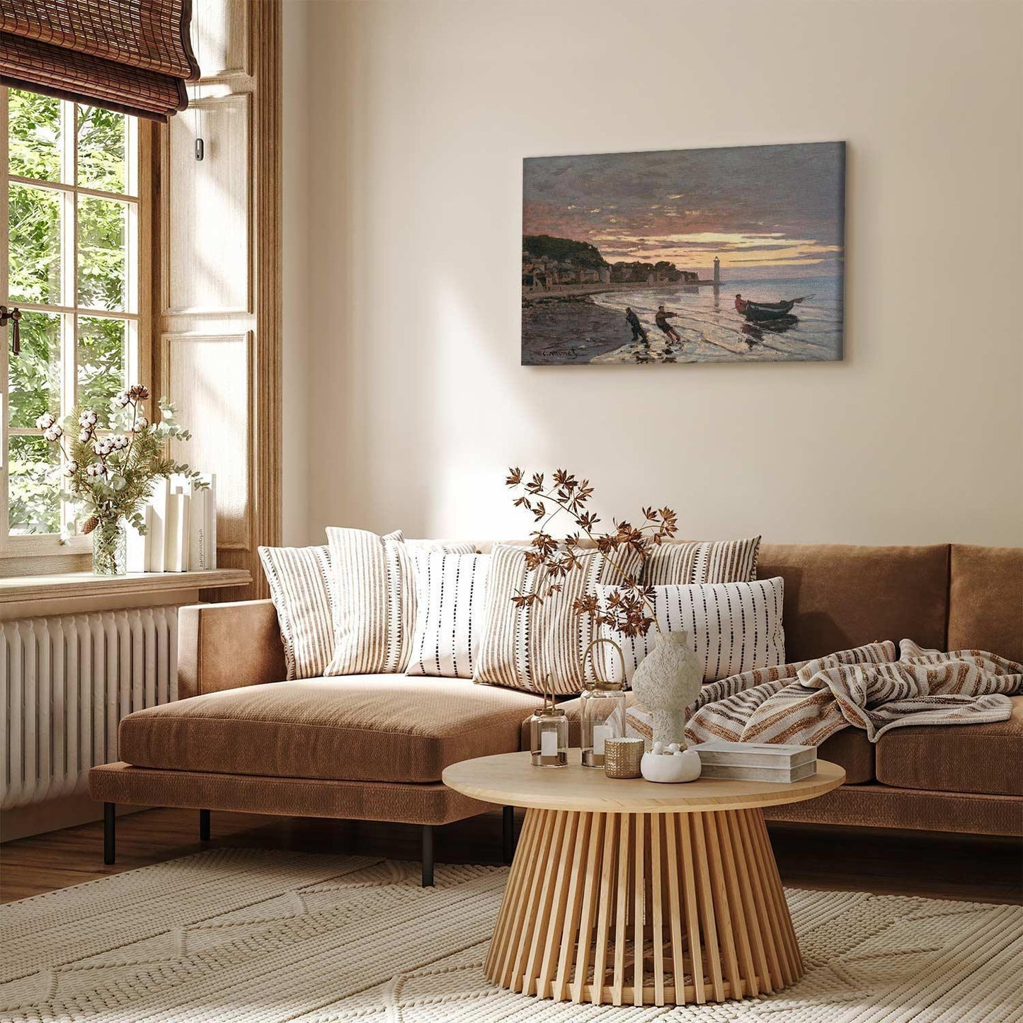 Leinwandbild - Claude Monet – Hauling a Boat Ashore, Honfleur