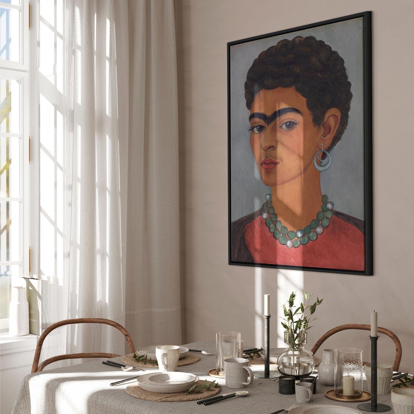Leinwandbild - Frida Kahlo – Self-Portrait with Curly Hair