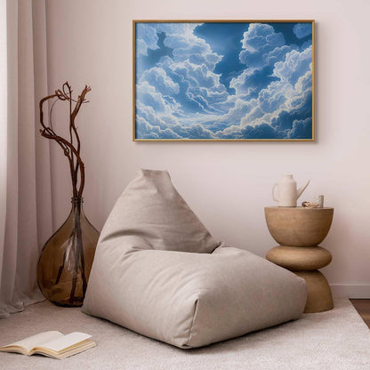 Poster - Blue Sky Breaking Through White, Fluffy Clouds