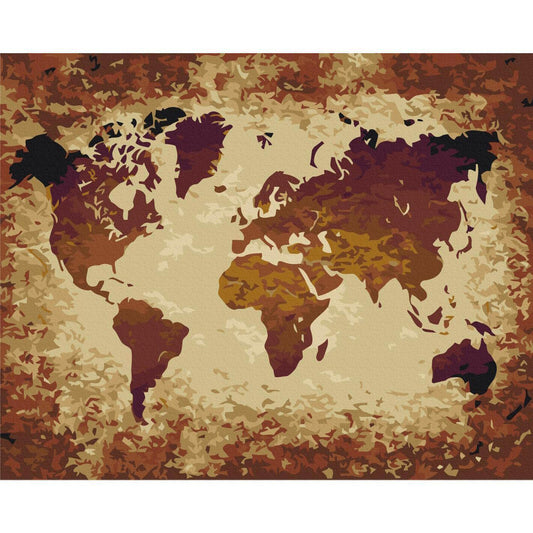 Malen nach Zahlen - World Map (Brown Colours)