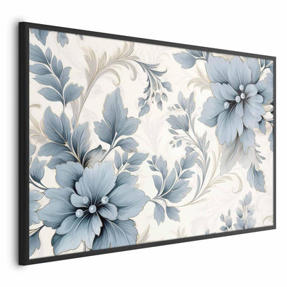 Poster - Turquoise Ornamental Retro Flowers Artgeist
