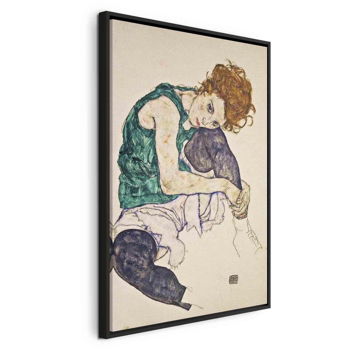 Leinwandbild - Seated Woman with Legs Drawn Up Artgeist