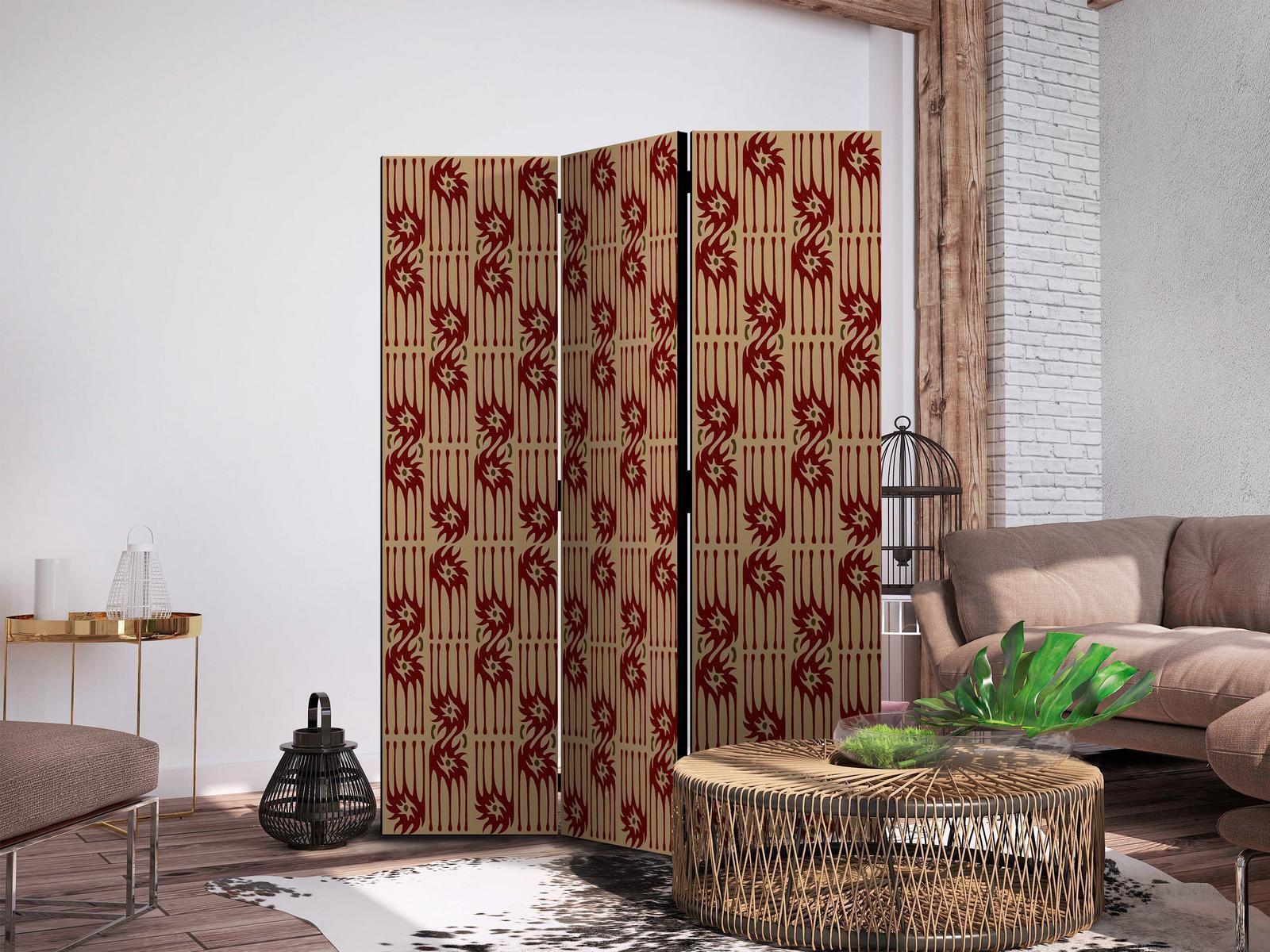 Paravent - Predatory Features - Red Abstract Shapes Inspired by Tribal Artgeist