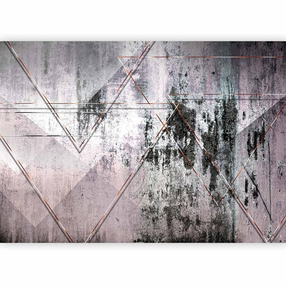 Fototapete Geometrische Wandstruktur – Moderne Linien in Grau und Beige Sawelt