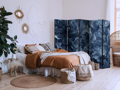 Paravent - Abstract Ornaments - Dark Blue Victorian Leaves Artgeist