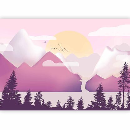 Fototapete - Landschaft bei Sonnenuntergang - Romantische Abendstimmung