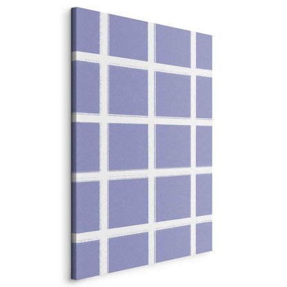 Leinwandbild - Lines and Symmetry - Expressive White Grid on a Blue Background Artgeist