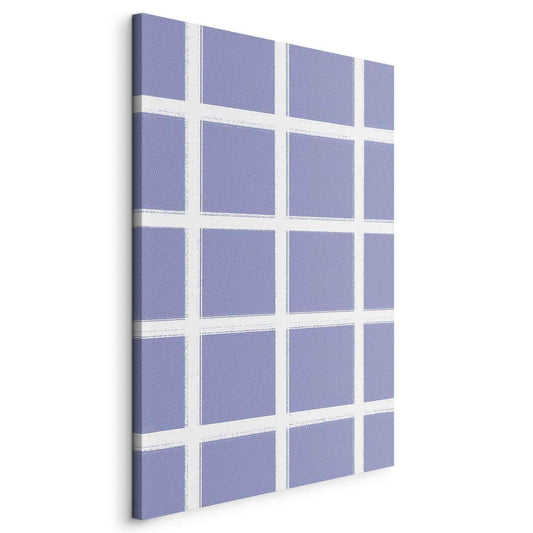 Leinwandbild - Lines and Symmetry - Expressive White Grid on a Blue Background Artgeist