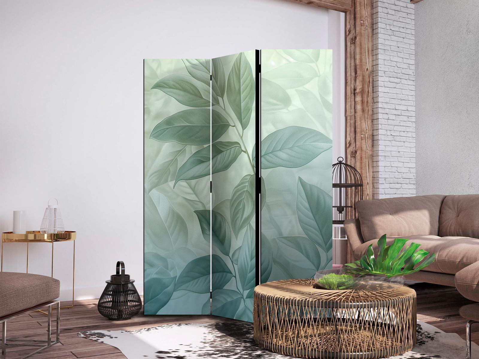 Paravent - Large Leaves in Green-Mint Shades - Botanical Motif Artgeist