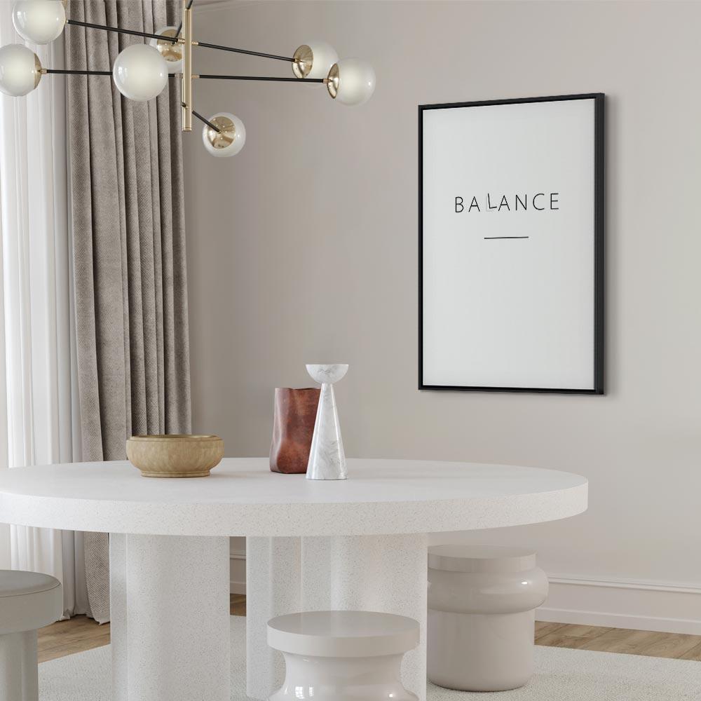 Leinwandbild - Balance of Words (1-part) - Black English Text on White
