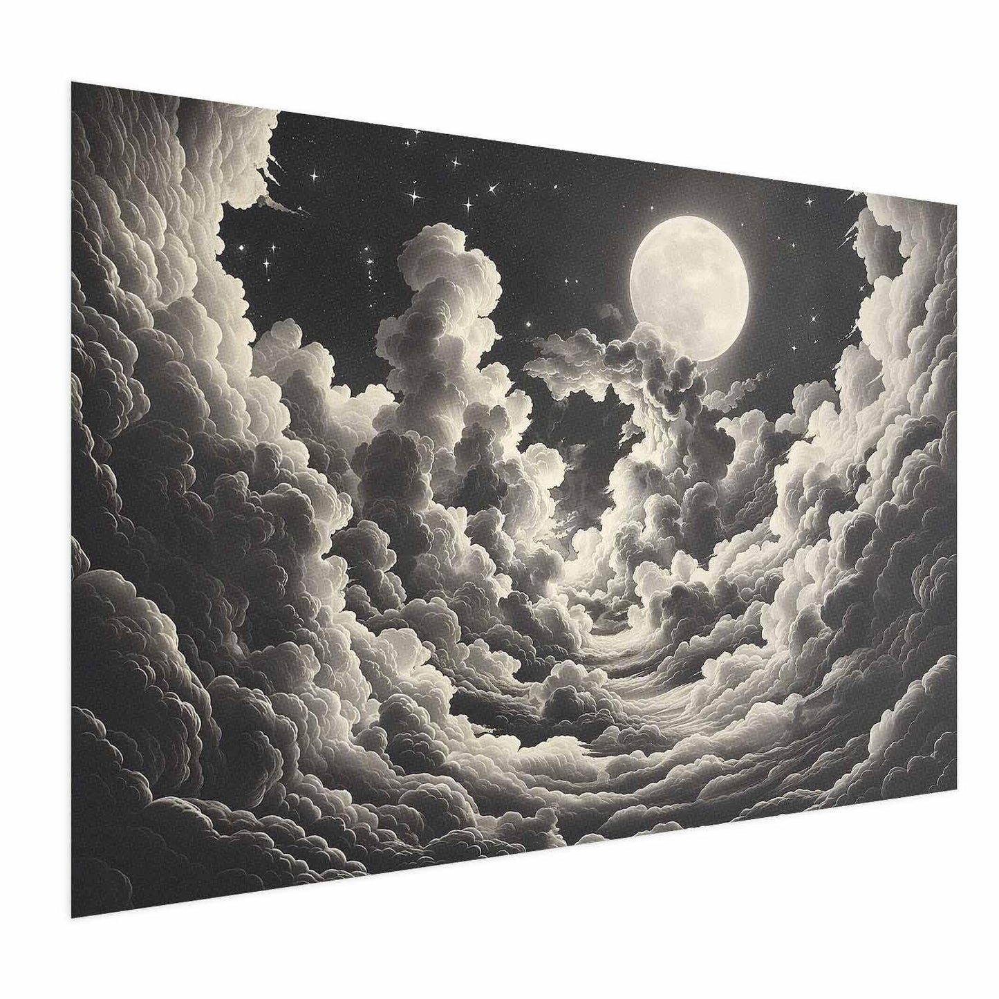 Poster - Moon and Stars Singing Among the Great Clouds Artgeist