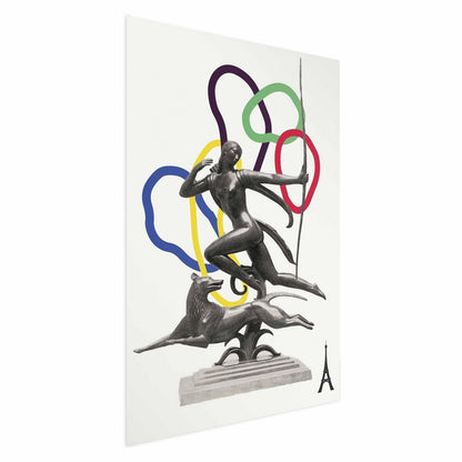 Poster - Collage Graphic - Woman Shooting a Bow