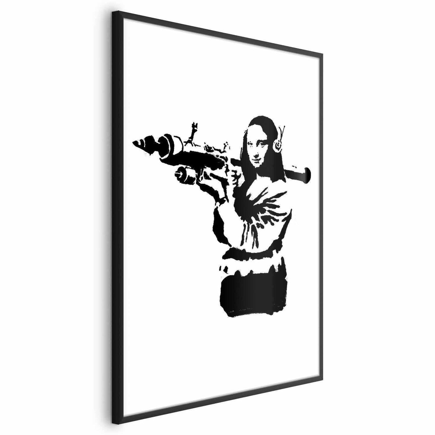 Banksy Mona Lisa with Rocket Launcher poster in black frame