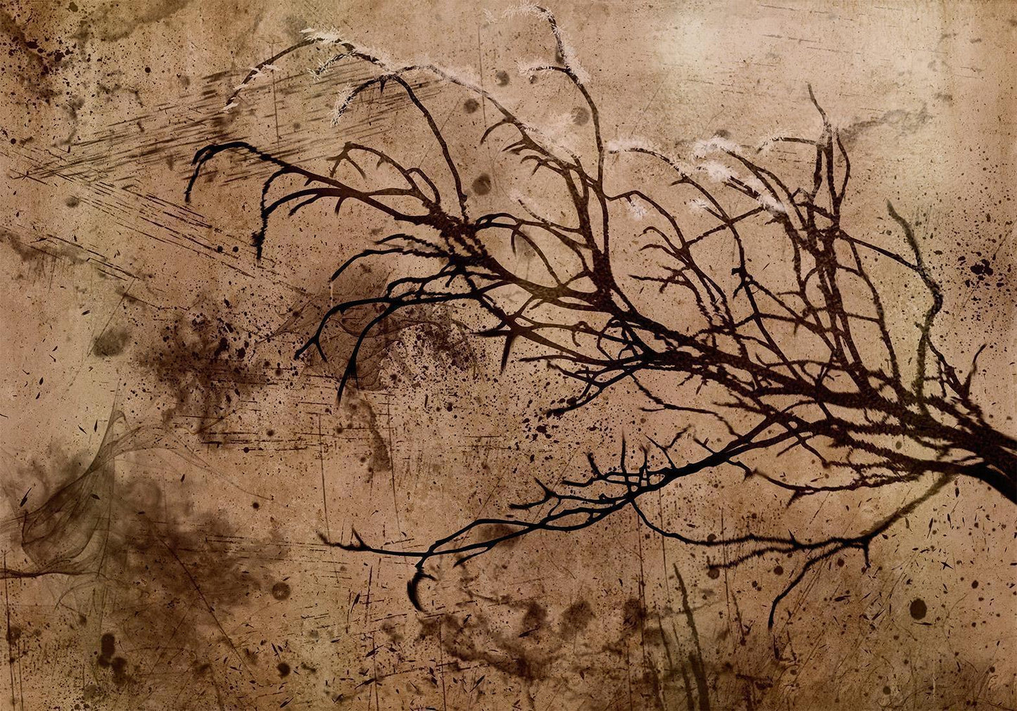Fototapete „Blühender Kirschbaum“ – Zartes Naturmotiv mit Vintage-Charme