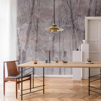 Fototapete - Eternal forest - landscape with winter landscape in cool colours