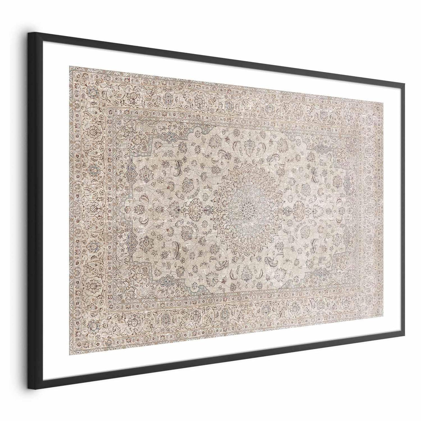 Poster - Sand Carpet - Worn Persian Rug with Rich Ornamental Motifs Artgeist