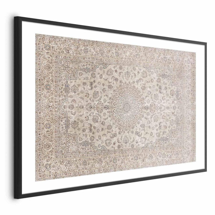Poster - Sand Carpet - Worn Persian Rug with Rich Ornamental Motifs Artgeist