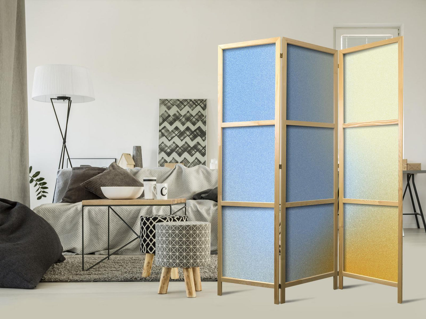 Japanischer Paravent - Energetic Gradient - Gradient Composition in Vibrant Colors