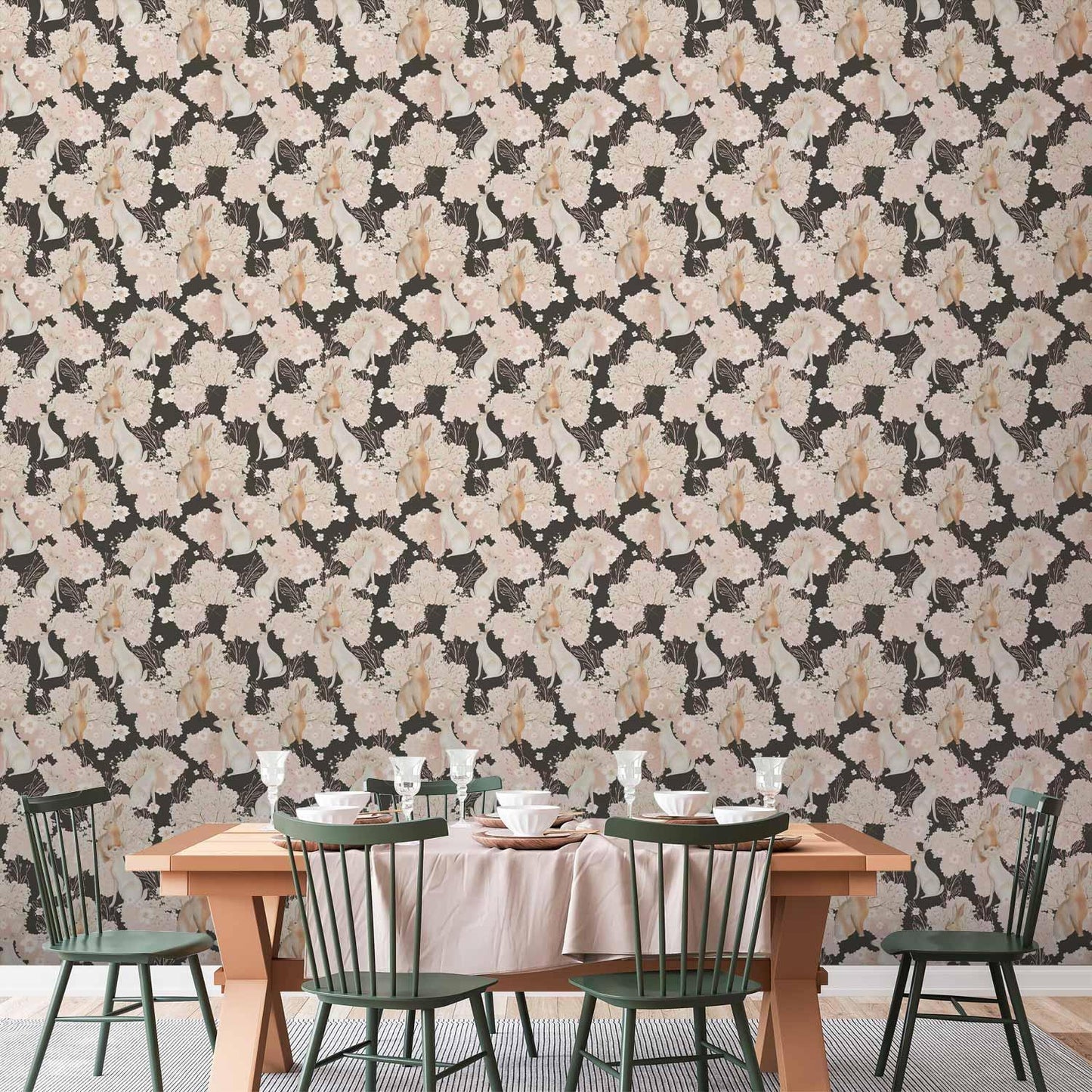 Tapete - White and beige hares