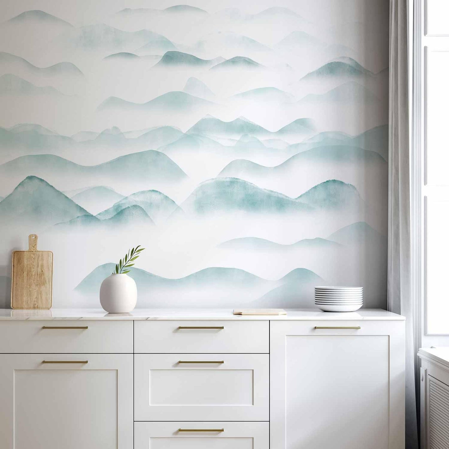 Fototapete - Mountains in the Fog