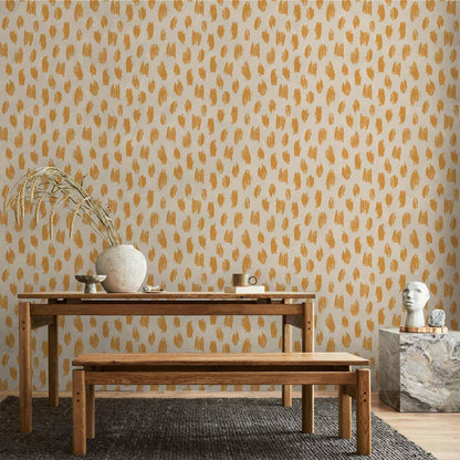 Tapete - Drawn Pattern in Dots and Spots - in shades of orange and ecru