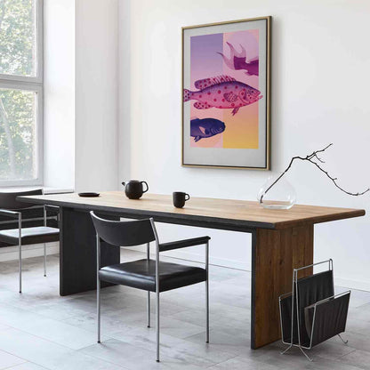 Leinwandbild - Fish in Pastels - Stylized Fish Against Gradient Shapes