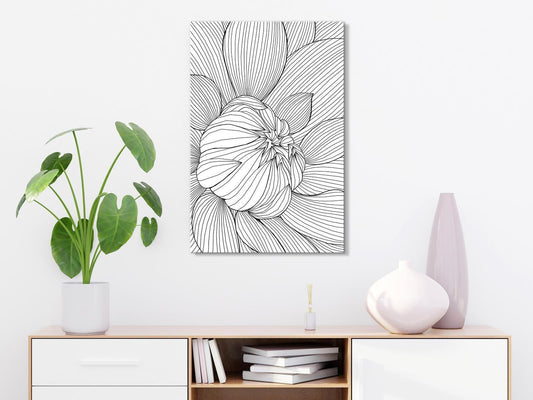 Leinwandbild Blumenlinie – Modernes Blumenmotiv in Linienzeichnung