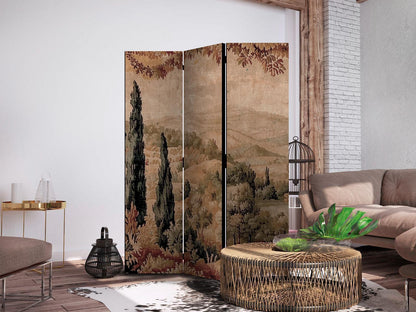 Paravent - Landscape with Cypresses - Old Tapestry with Mediterranean Vegetation Artgeist