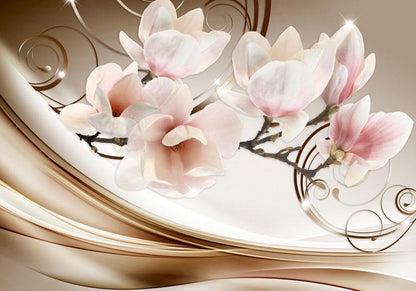 Fototapete „Waves of Magnolia“ – Florale Eleganz in sanften Wellen