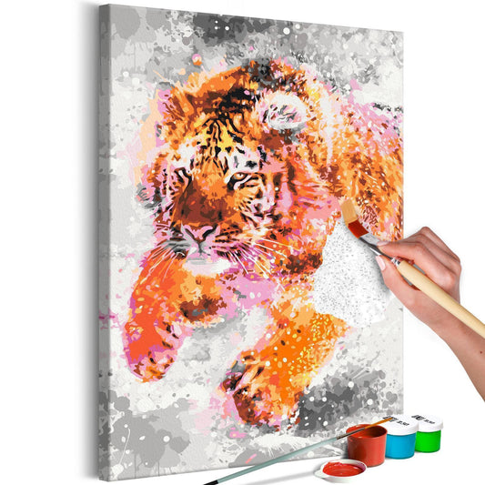 Wandbild zum Ausmalen Running Tiger - Hauptmotiv mit dynamischem Tiger in Bewegung