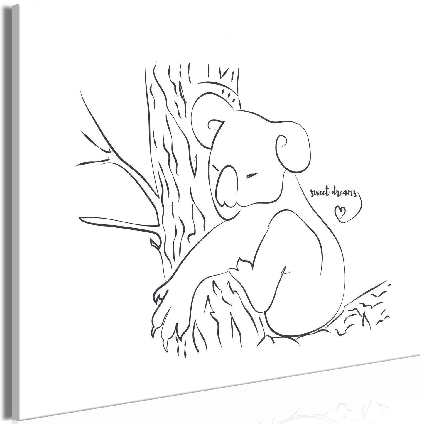 Leinwandbild - Quiet Charm of Nature (1-part) - Sleeping Koala in Black and White Artgeist