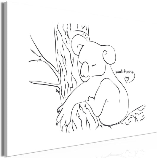 Leinwandbild - Quiet Charm of Nature (1-part) - Sleeping Koala in Black and White Artgeist