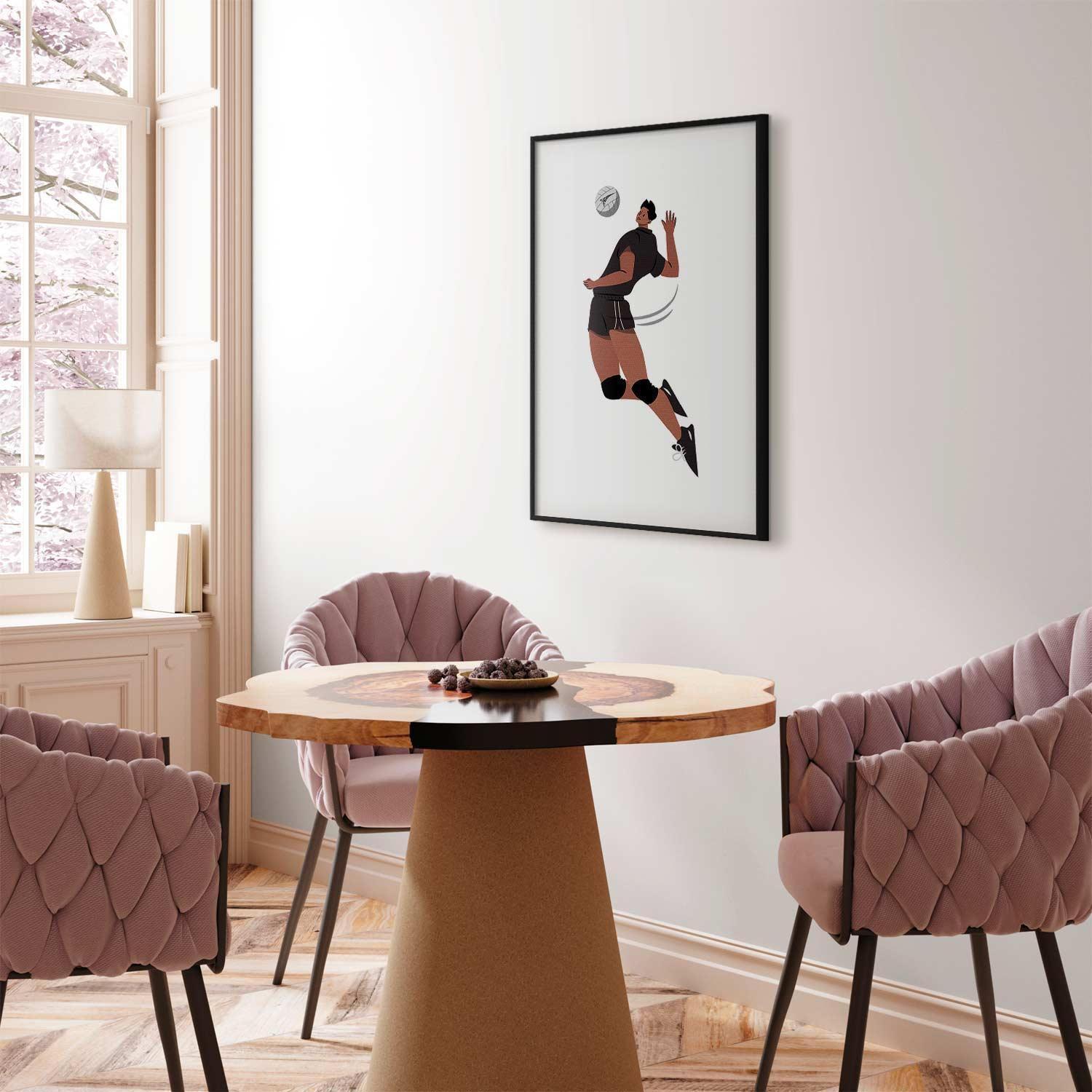 Poster - Volleyball Player on a Light Background - Illustration Artgeist