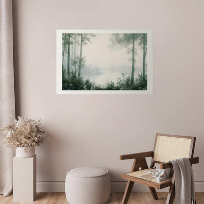 Poster - Forest and Pond in Patinated Green Artgeist