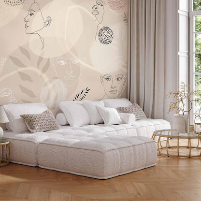 Fototapete - Beige Line Art Artgeist